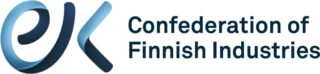 ek linked together in light and dark blue next to the words Confederation of Finnish Industries