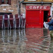 Flooded street in Venice